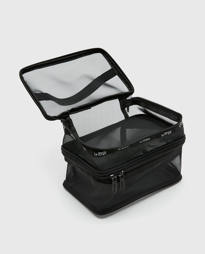 Mesh Cosmetic Case in Tuxedo Black