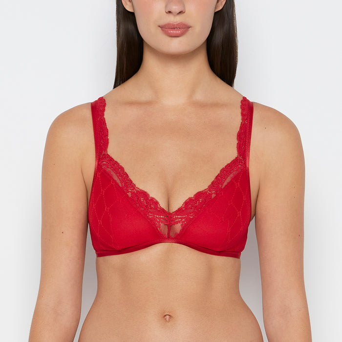 Mesh Demi Bra in Crimson