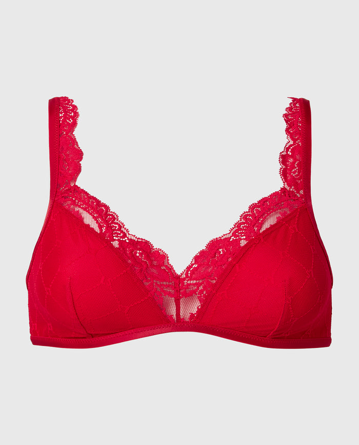 Mesh Demi Bra in Crimson