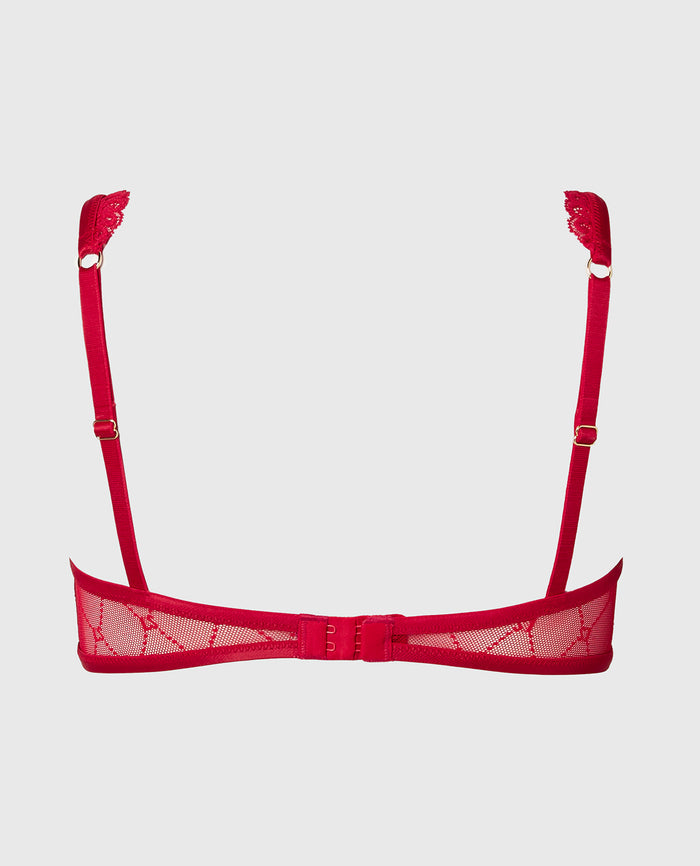 Mesh Demi Bra in Crimson