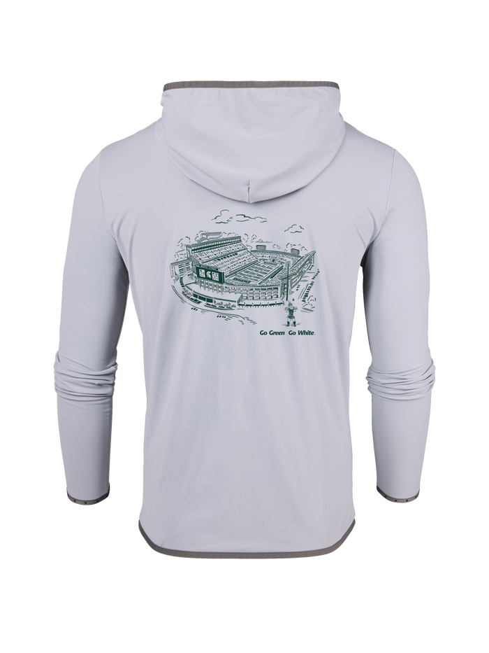 MSU Stadium Series Colorado Hoodie - Back View, Spartan Stadium Graphic Go Green Go White | Greyson Clothiers