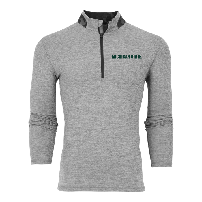 Light Grey Heather Michigan State University Stadium Series Guide Sport Quarter-Zip - Front View | Greyson Clothiers