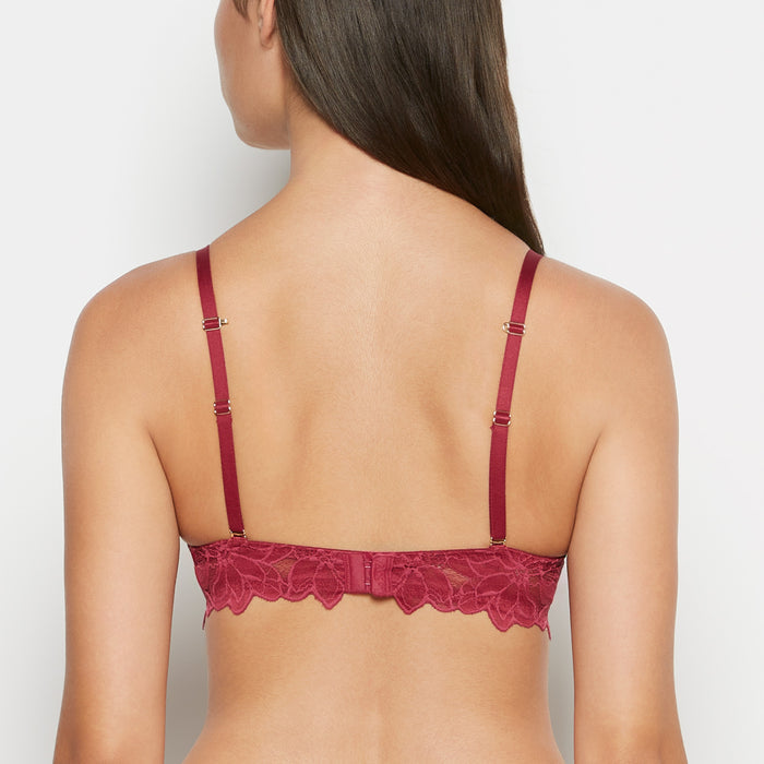 Micro cup push up bra with Reverie Lace Wing in Beaujolais