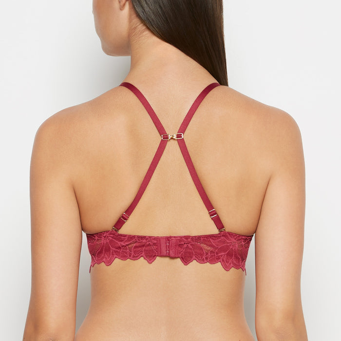 Micro cup push up bra with Reverie Lace Wing in Beaujolais