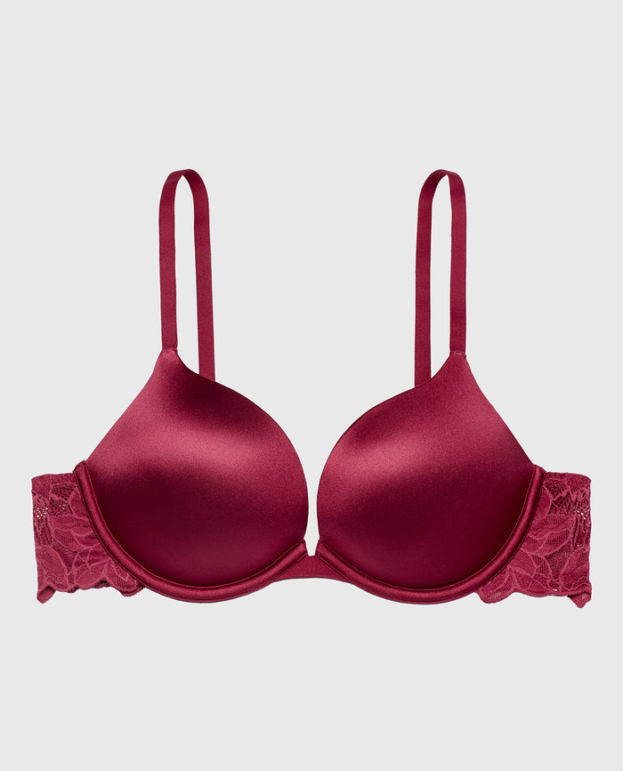 Micro cup push up bra with Reverie Lace Wing in Beaujolais