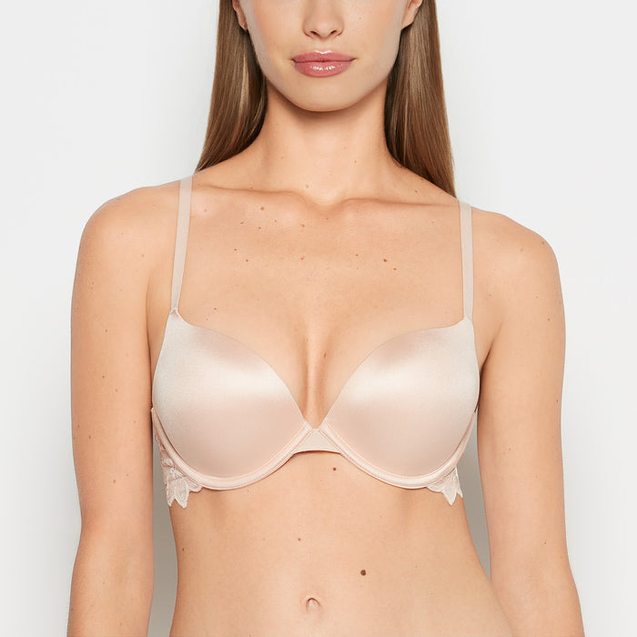 Micro cup push up bra with Reverie Lace Wing in Cameo Rose