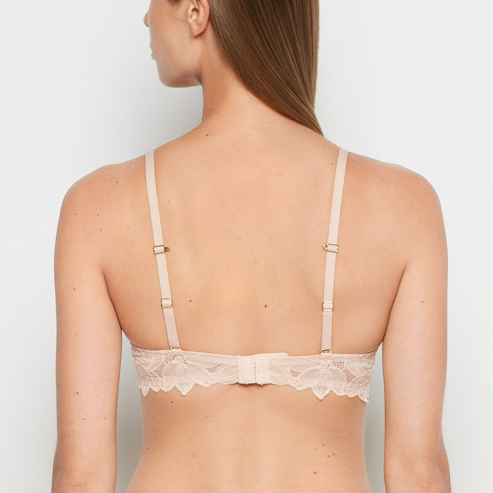Micro cup push up bra with Reverie Lace Wing in Cameo Rose
