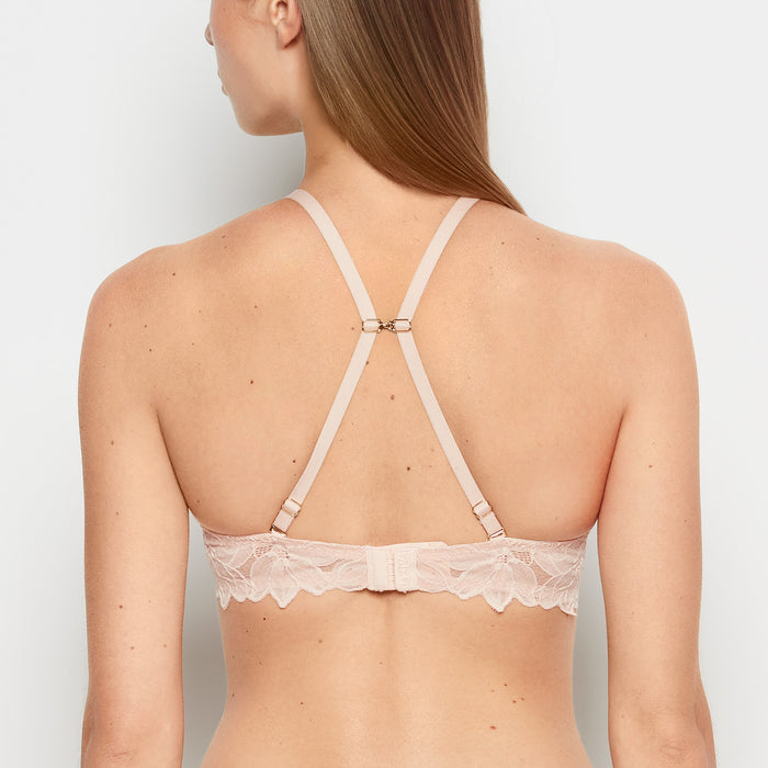 Micro cup push up bra with Reverie Lace Wing in Cameo Rose