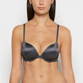 Micro cup push up bra with Reverie Lace Wing in Ebony