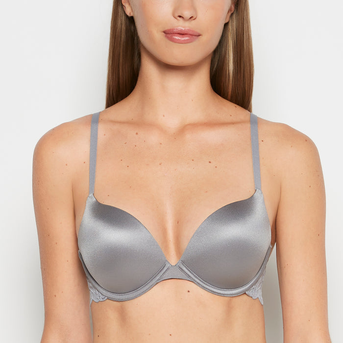 Micro cup push up bra with Reverie Lace Wing in Skyrocket