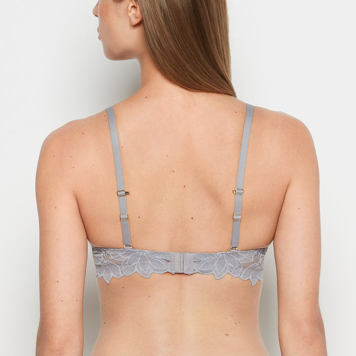 Micro cup push up bra with Reverie Lace Wing in Skyrocket
