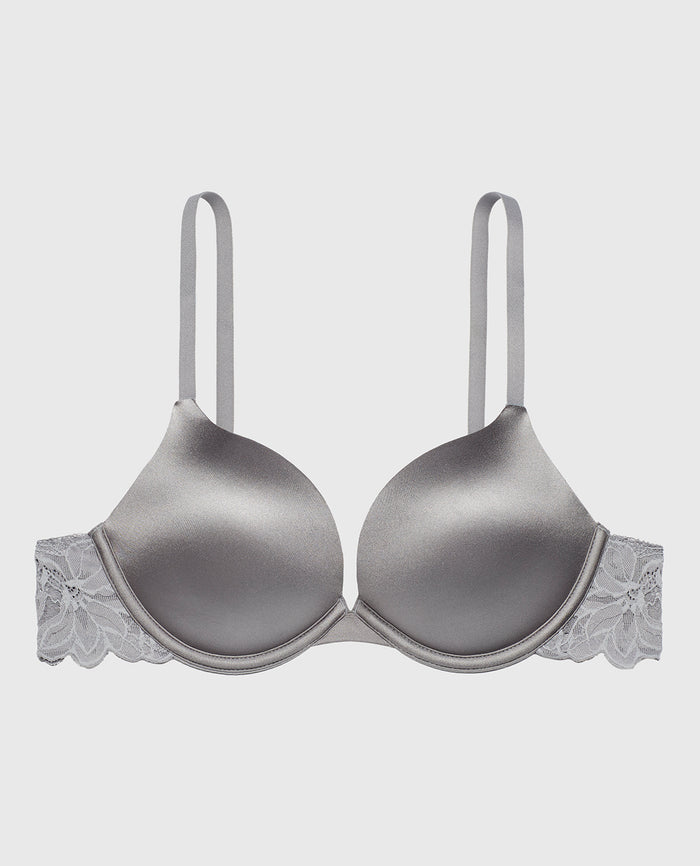 Micro cup push up bra with Reverie Lace Wing in Skyrocket