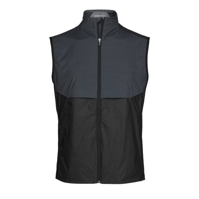 Anthracite Micro Wolf Pattern Hybrid Sport Vest - Front View | Greyson Clothiers