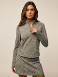 Clay Multi Midas Wolf Halley Jacquard Quarter-Zip - Front View, Women's Golf Midlayer | Greyson Clothiers