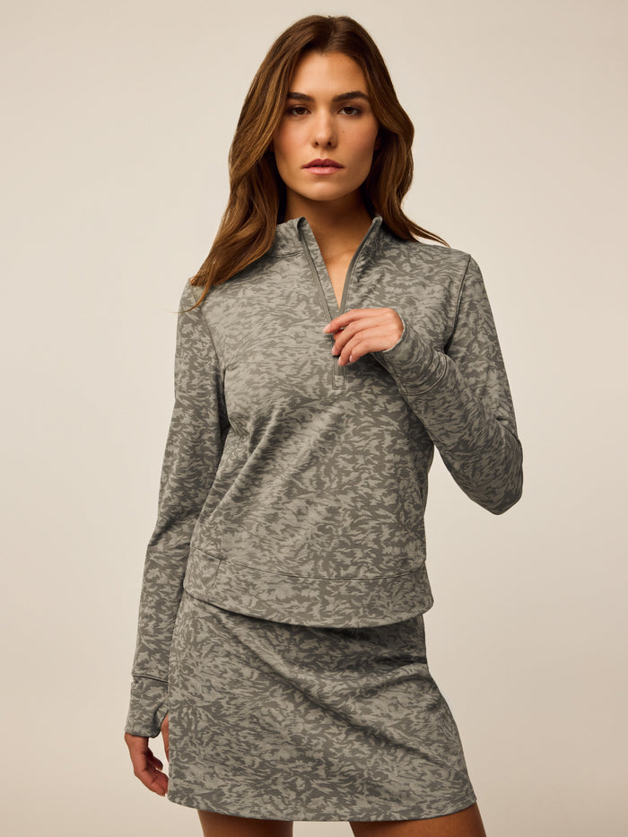 Clay Multi Midas Wolf Halley Jacquard Quarter-Zip - Front View, Women's Golf Midlayer | Greyson Clothiers