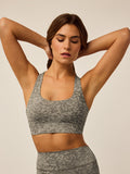 Clay Multi Midas Wolf Jacquard Sports Bra - Front Close-Up, Square Neckline & Jacquard Print Detail | Greyson Clothiers