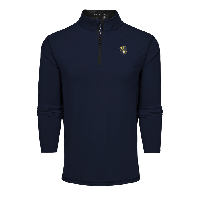Maltese Blue Milwaukee Brewers Colorado Mock Neck Quarter-Zip - Front View | Greyson Clothiers