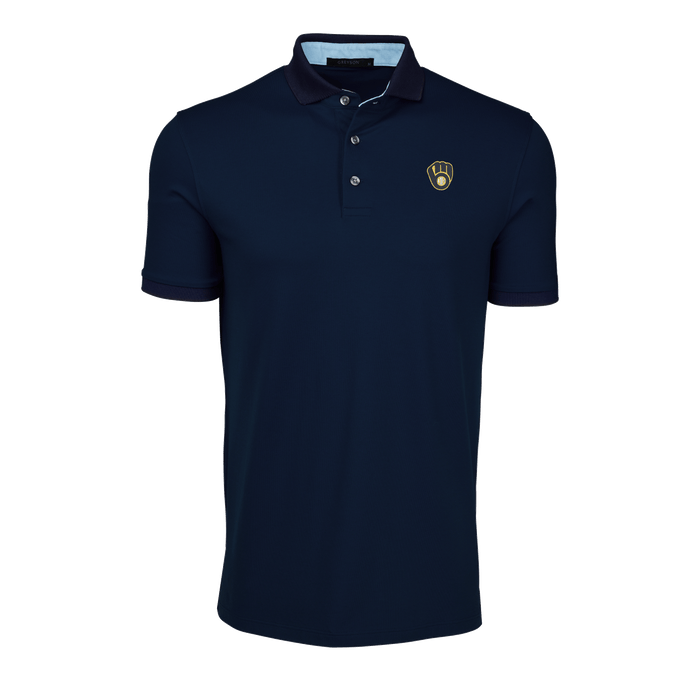 Maltese Blue Milwaukee Brewers Golf Polo Shirt - Front View | Greyson Clothiers