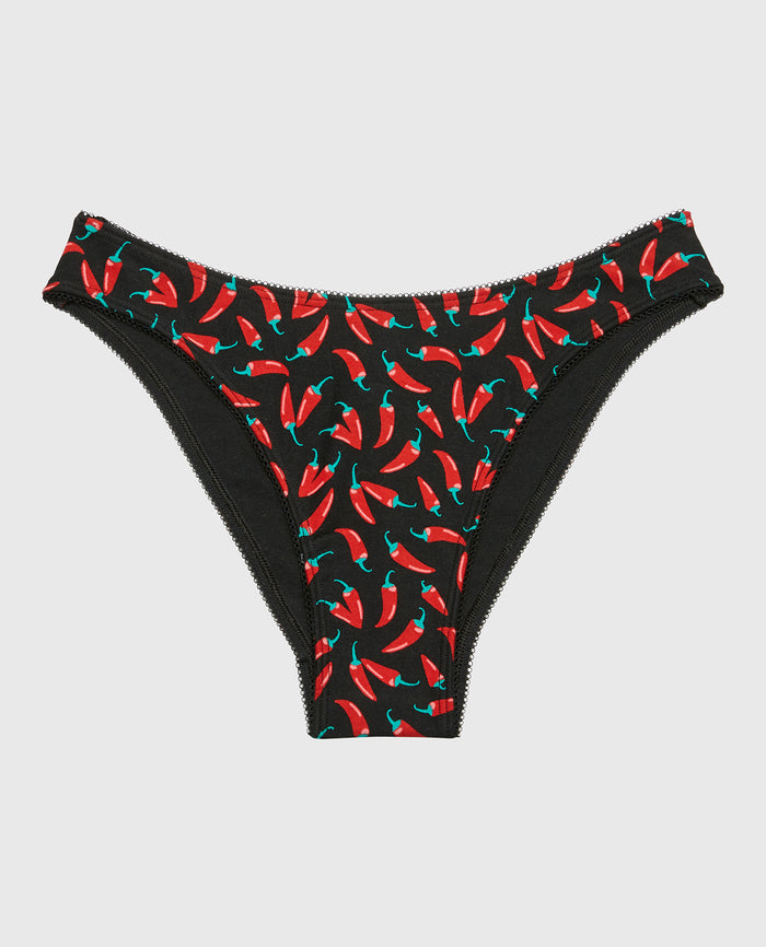 Mini Cheeky Cotton Panty and Picot Trim in Hot Chili Peppers