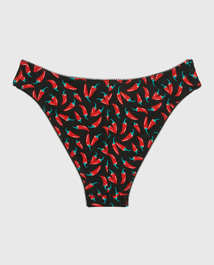 Mini Cheeky Cotton Panty and Picot Trim in Hot Chili Peppers