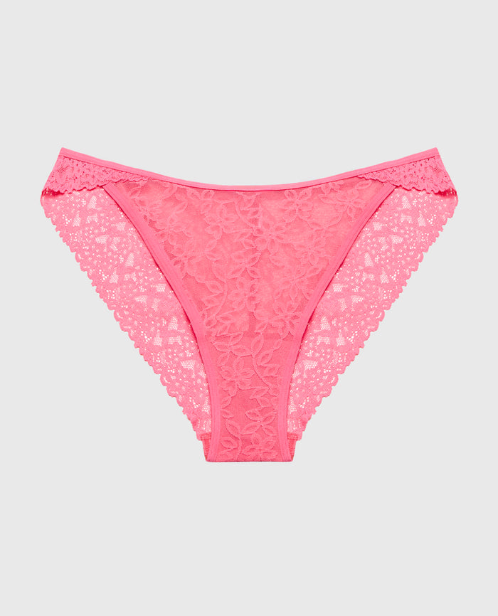 Mini Cheeky Panty in Ultra Lace in Pink Flambe
