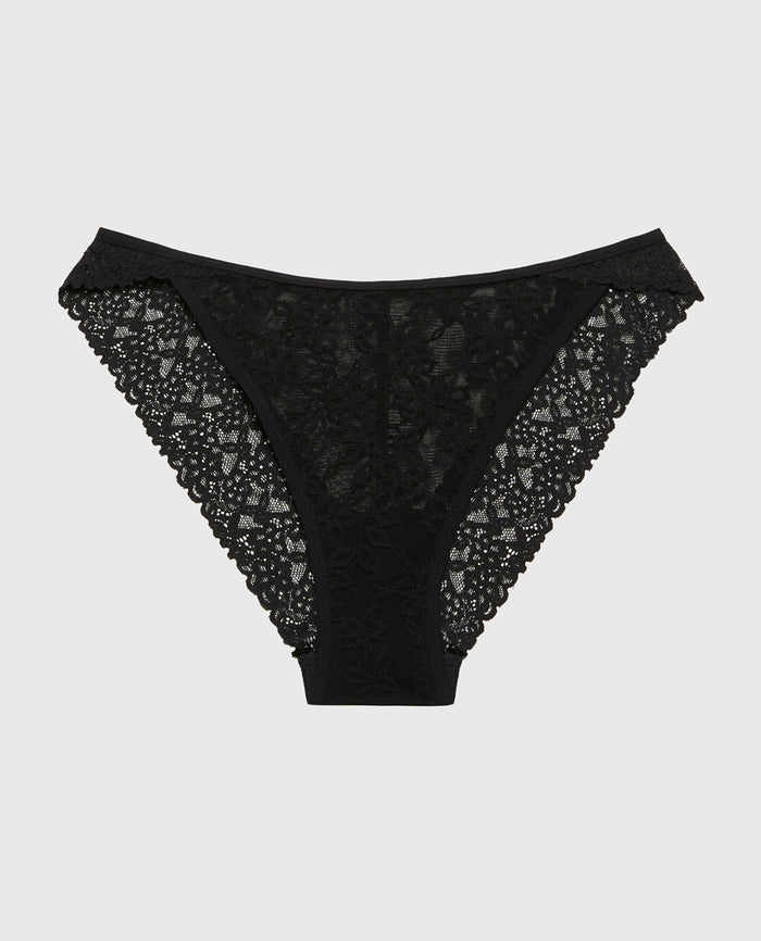 Mini Cheeky Panty in Ultra Lace in Tuxedo Black