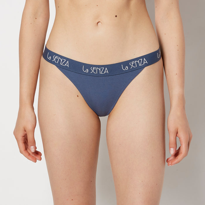 Mini Cheeky Panty with Art Deco Logo in Vintage Indigo