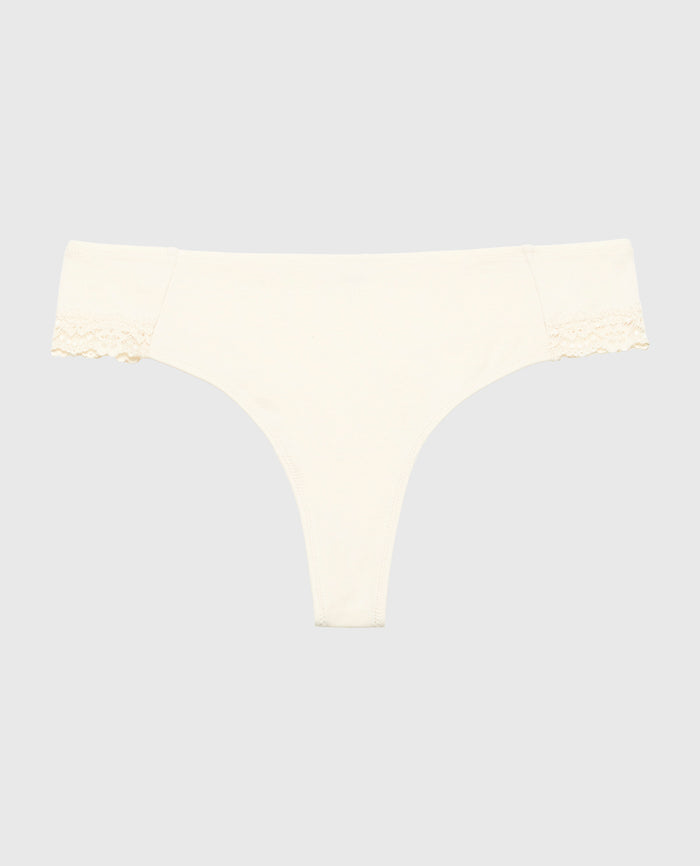Mini Cheeky Panty with Lace Trim in Pearled Ivory