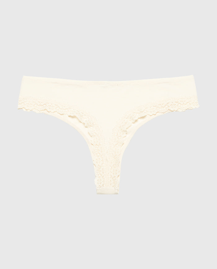 Mini Cheeky Panty with Lace Trim in Pearled Ivory