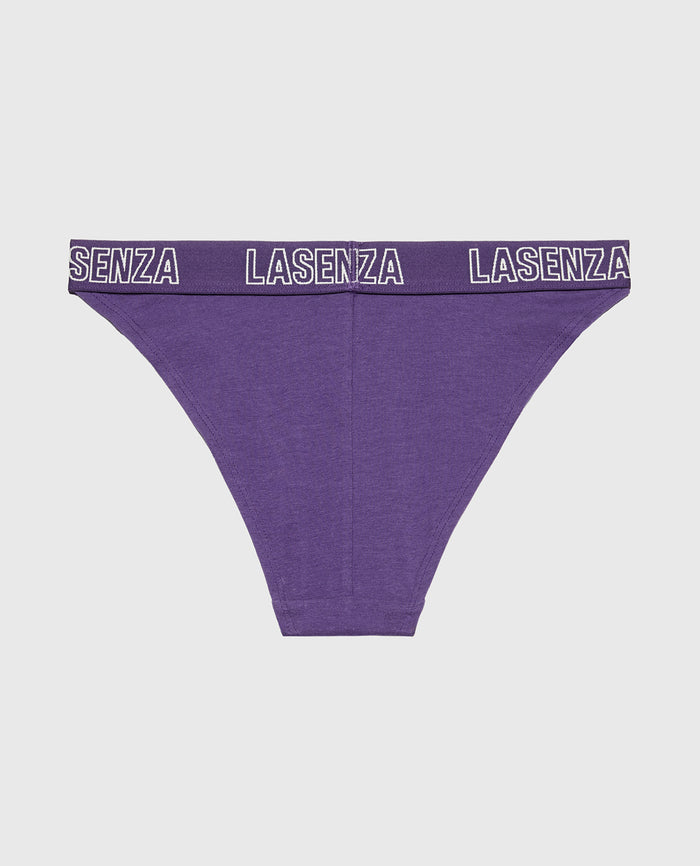 Mini Cheeky Panty With Logo in Mulberry Purple