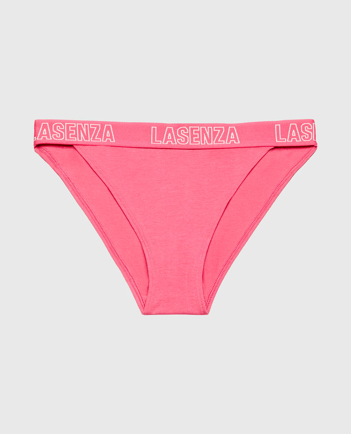 Mini Cheeky Panty With Logo in Pink Flambe