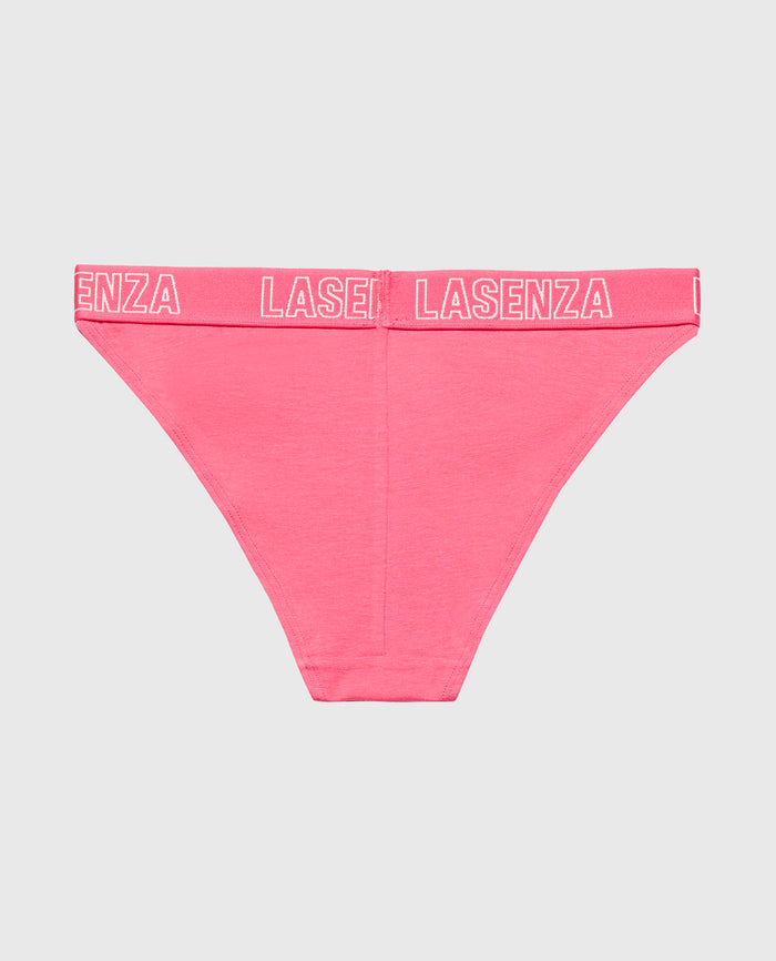 Mini Cheeky Panty With Logo in Pink Flambe