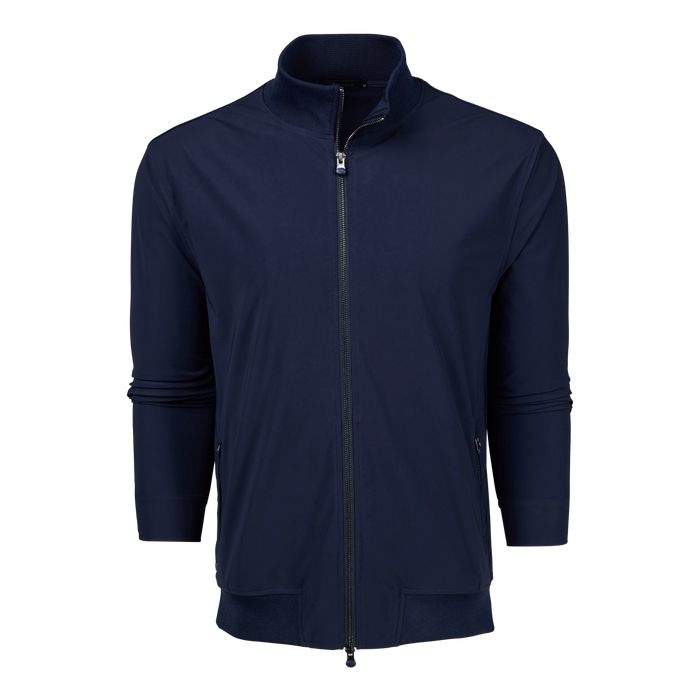 Maltese Blue Greyson Montauk Bomber Jacket - Front View, Men's Italian-Fabric Golf Jacket | Greyson Clothiers