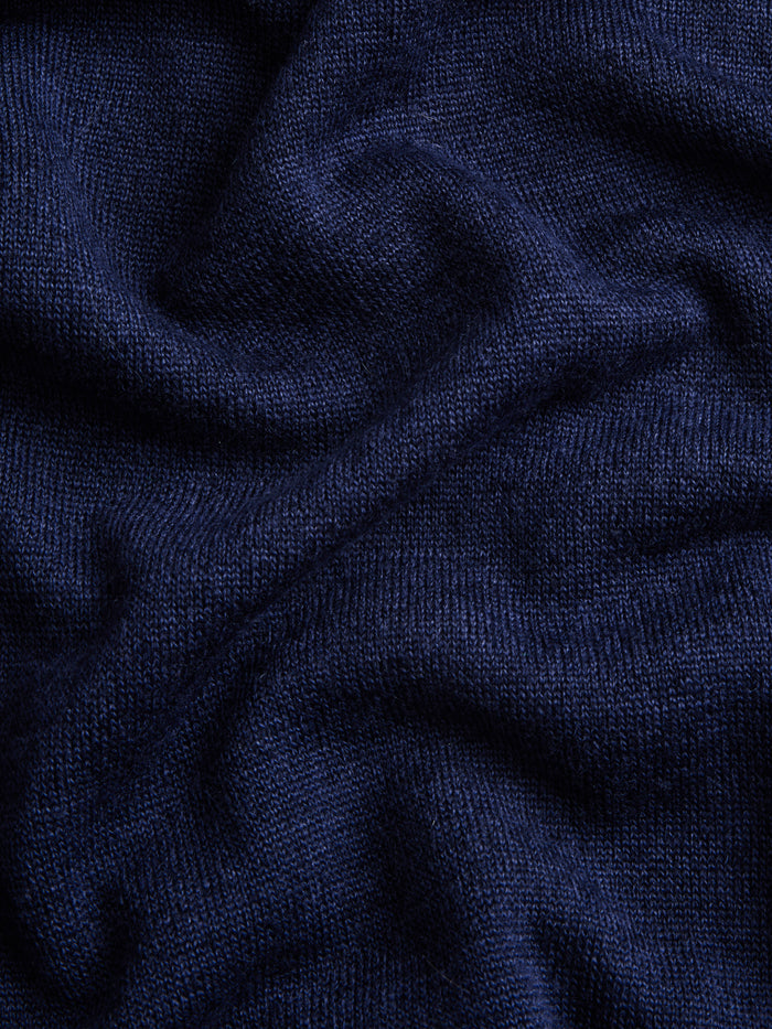 Maltese Blue Napeague Crewneck Sweater - Merino Wool Linen Blend Fabric Texture Close-Up | Greyson Clothiers