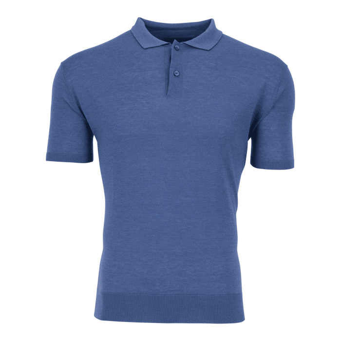 Falcon Merino Wool Linen Napeague Short Sleeve Sweater Polo - Front View | Greyson Clothiers