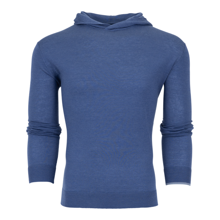 Napeague Merino Wool Linen Sweater Hoodie in Falcon - Front View | Greyson Clothiers