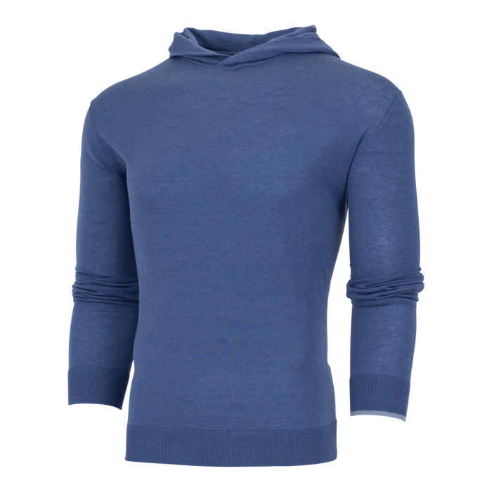 Napeague Merino Wool Sweater Hoodie in Falcon - Three-Quarter Front View | Greyson Clothiers