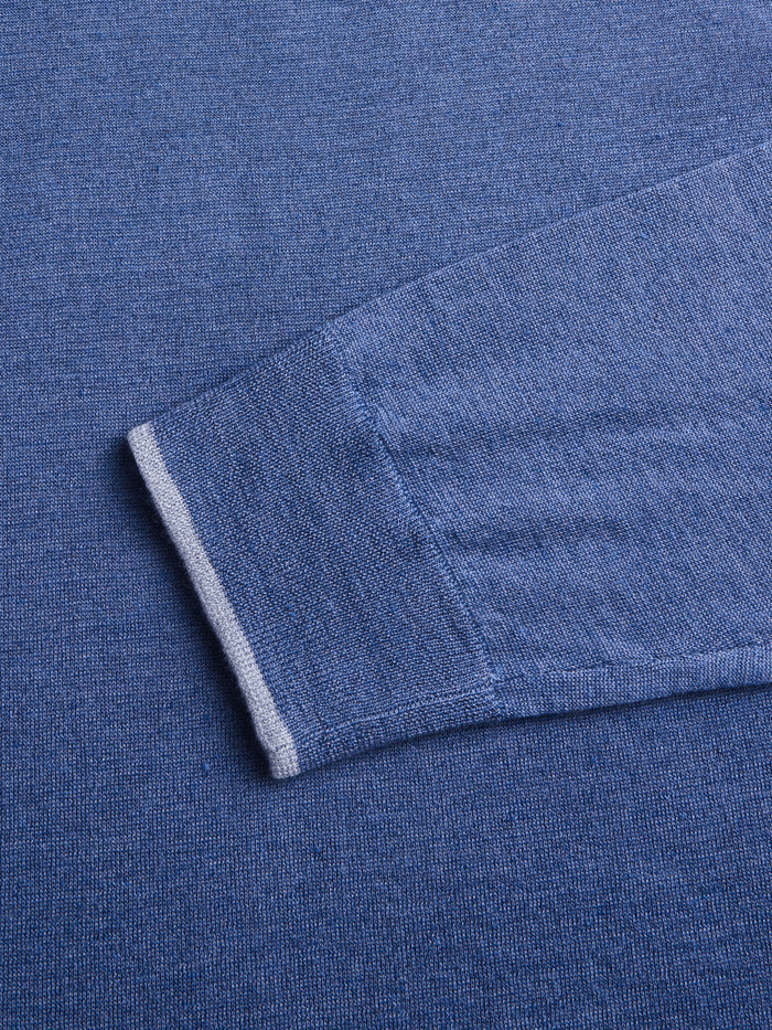 Napeague Sweater Hoodie Falcon - Contrast Tipping Cuff Detail, Merino Wool Linen Blend | Greyson Clothiers