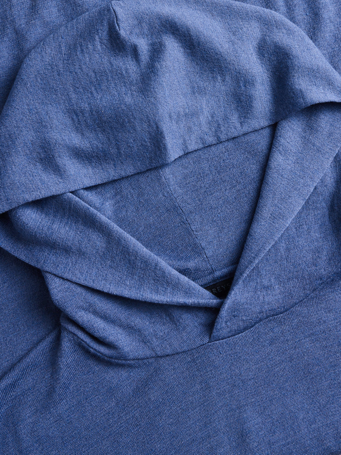 Napeague Sweater Hoodie Falcon - Draped Hood Close-Up, Lightweight Merino Linen Knit Fabric | Greyson Clothiers
