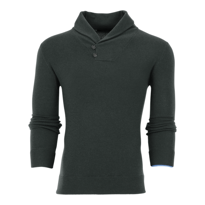 Midnight Forest Narragansett Cashmere Shawl Collar Sweater - Front View | Greyson Clothiers