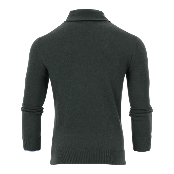 Midnight Forest Narragansett Cashmere Shawl Collar Sweater - Back View | Greyson Clothiers