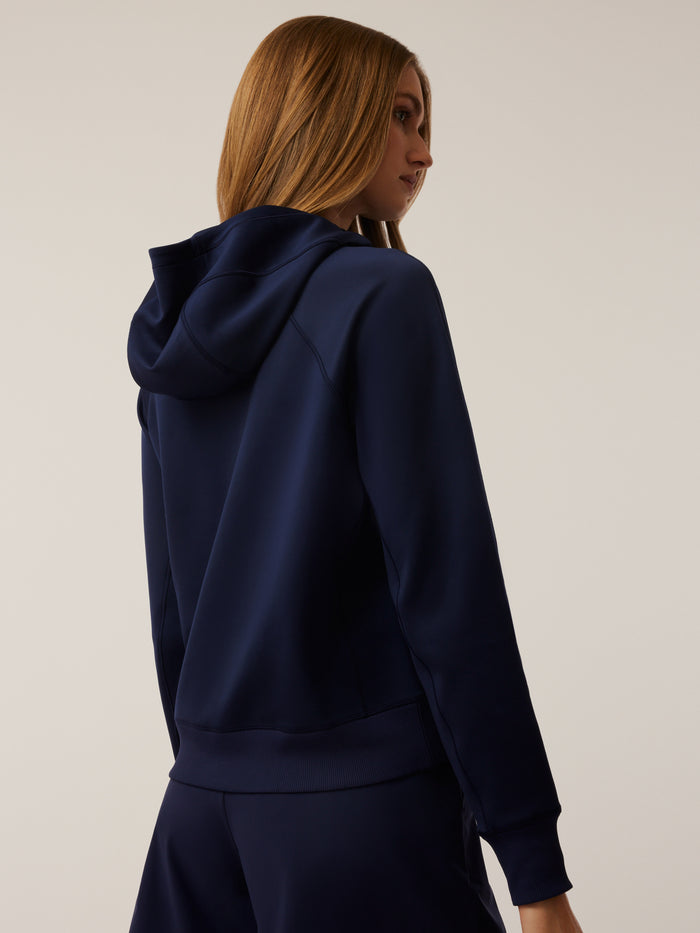 Greyson Clothiers Nash Half-Zip Hoodie in Maltese Blue - Back View, Hood Detail | Greyson Clothiers