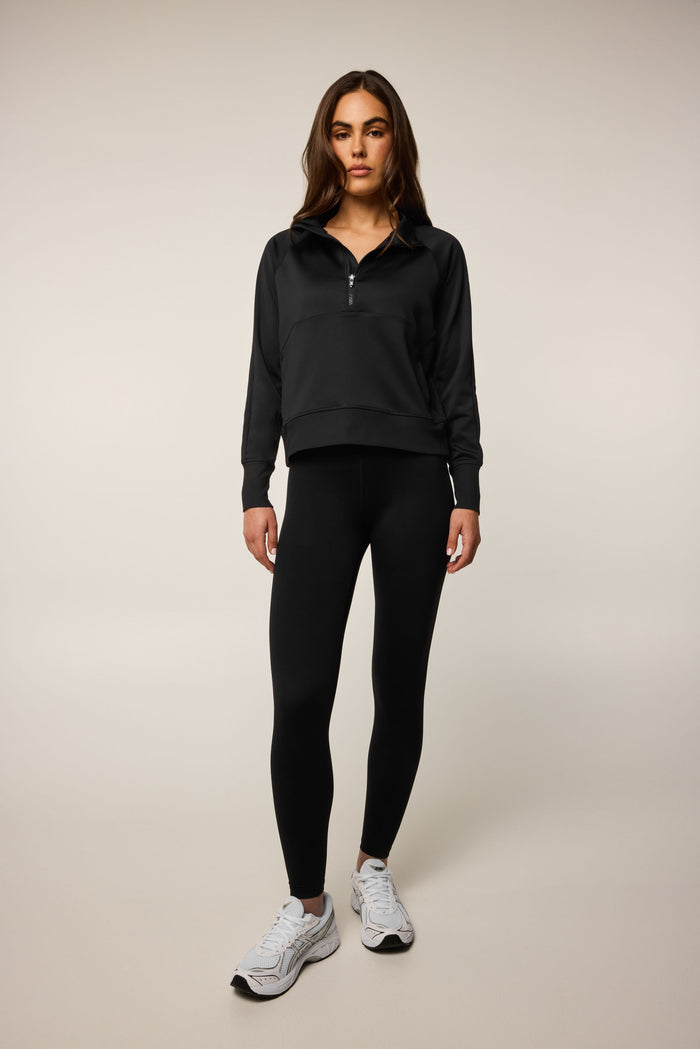 Shepherd Nash Half-Zip Sweatshirt - Full Length Styled Look with Leggings | Greyson Clothiers
