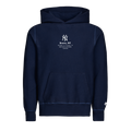 Maltese Blue NY Yankees Cotton Hoodie - Contrast Stitch Detail, Front Flat Lay | Greyson Clothiers