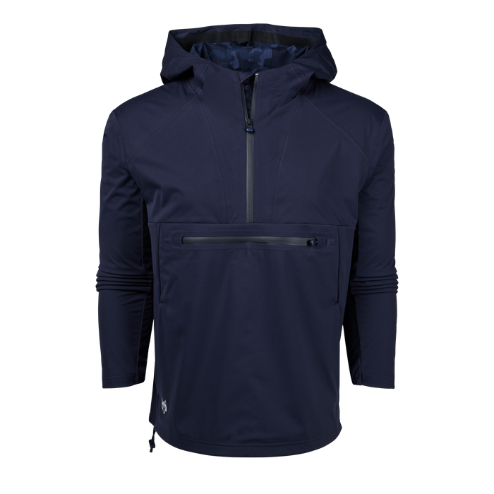 Maltese Blue Niagara Anorak Jacket - Front View, Quarter-Zip Hood | Greyson Clothiers