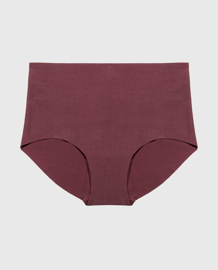 No Show High Waist Brief Panty in Plum Wine