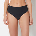 No Show Invisible High Waist Thong Panty in Tuxedo Black