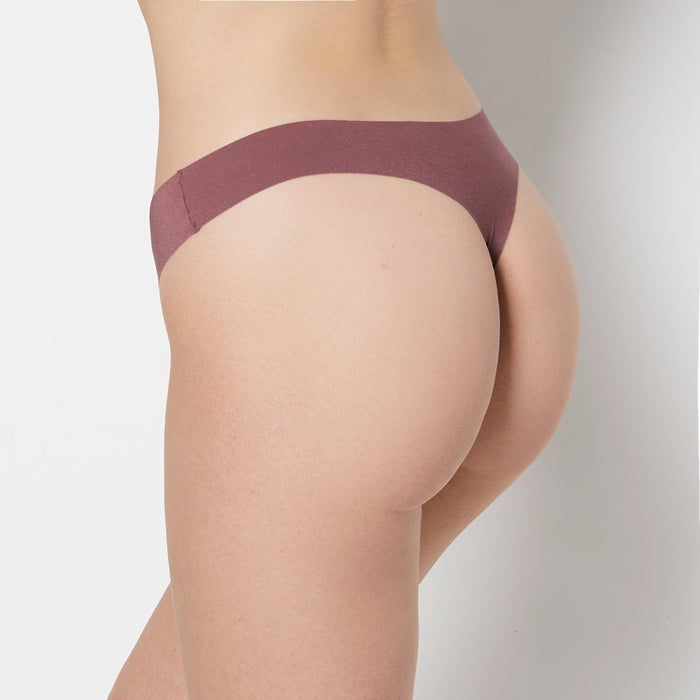 No Show Thong in Plum Wine