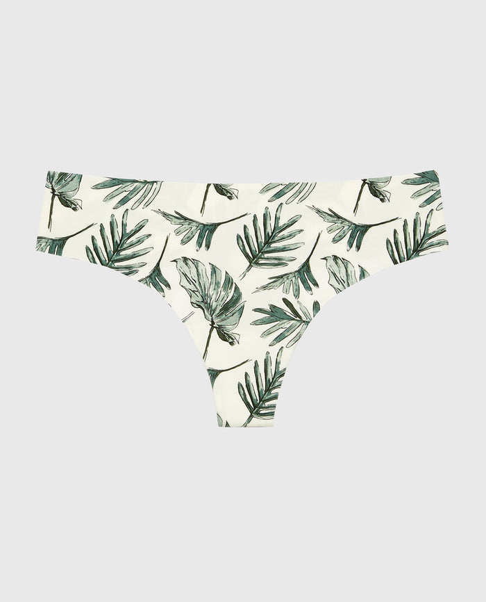 No Show Thong in Watercolor Foliage