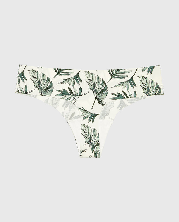No Show Thong in Watercolor Foliage